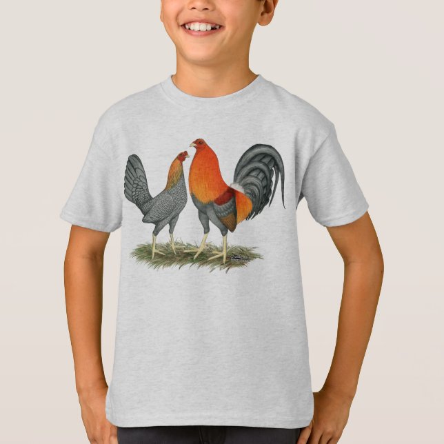 Blue Red Gamefowl T-shirt (Framsida)