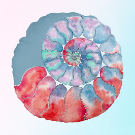 Blue Red Grått Nautilus på djupa vattenbakgrunden Rund Kudde