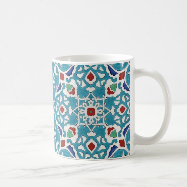 Blue Red Grönt White Portugisiska Azulejo Mönster Kaffemugg (Höger)