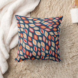 Blue Red Guld Boho Stil Löv Mönster Kudde
