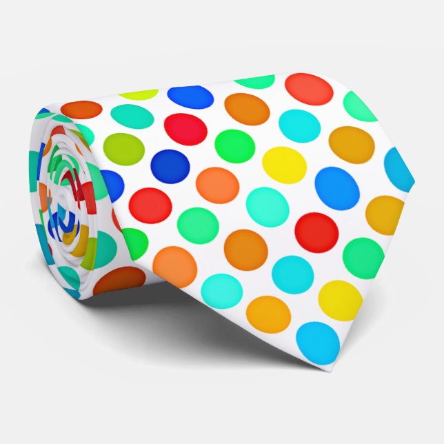 Blue Red Gult Grönt Orange Polka dots Mönster Slips (Rullad)