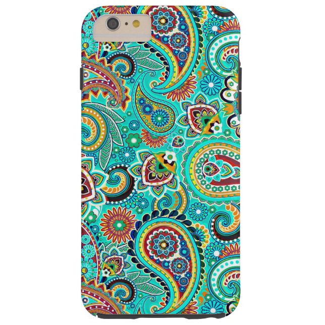 Blue Red Gult Paisley Case-Mate iPhone Skal (Baksidan)