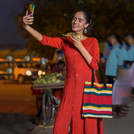 Blue Red Gult Rand Tygkasse