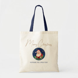 Blue Red Jultomten Vintage God jul Tygkasse
