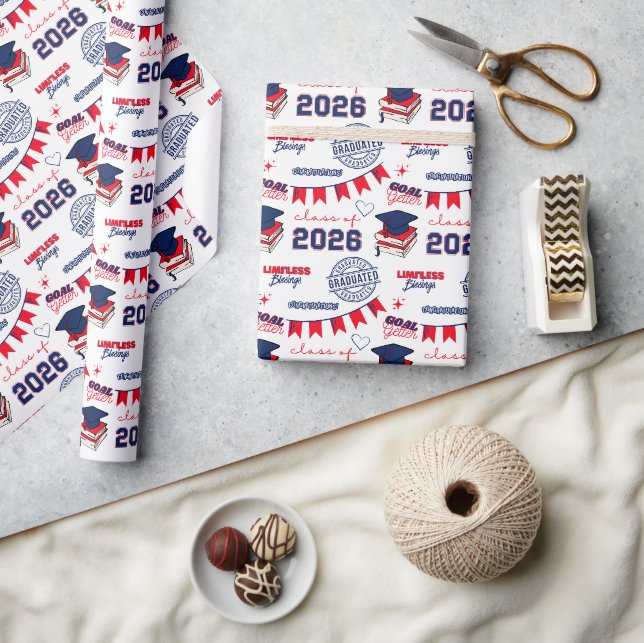 Blue & Red Klassens 2026-examen Presentpapper (Hantverk)