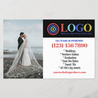 Blue Red Logo Photos Promo Small Business Flygblad