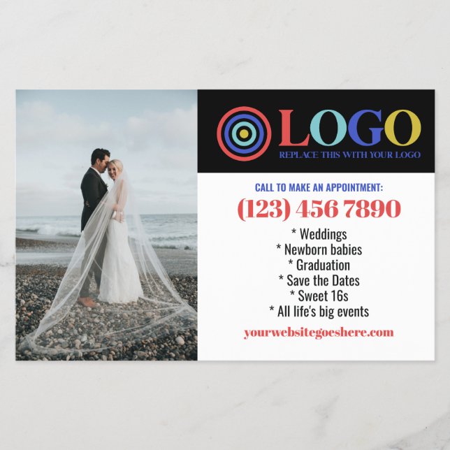 Blue Red Logo Photos Promo Small Business Flygblad (Framsidan)