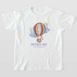 Blue Red Luftballong Stars Grattis på födelsedagen T Shirt