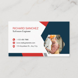 Blue Red Modern Custom Visitkort