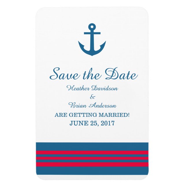 Blue Red Nautical Anchor Spara datum magneter (Vertikal)