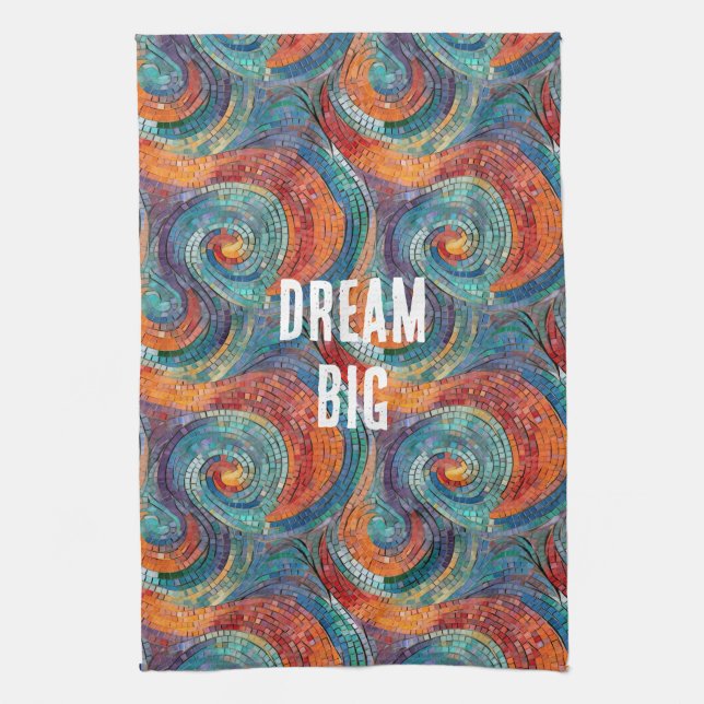 Blue Red Orange Swirl Kökshandduk (Vertikal)