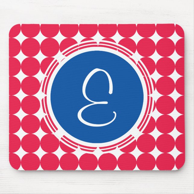 Blue & Red Polka Dot Monogram Musmatta (Framsidan)