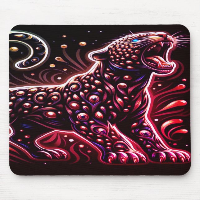 Blue + Red Spotted Leopard On Thick Laptop Tablet Musmatta (Framsidan)