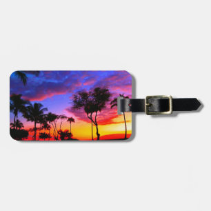 Blue Red Sunset Exotic Hawaiian Beach Handflatan T Bagagebricka