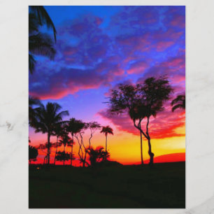 Blue Red Sunset Exotic Hawaiian Beach Handflatan T Brevhuvud