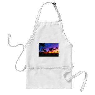 Blue Red Sunset Exotic Hawaiian Beach Handflatan T Förkläde