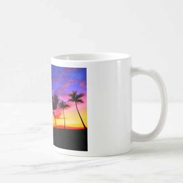 Blue Red Sunset Exotic Hawaiian Beach Handflatan T Kaffemugg (Höger)