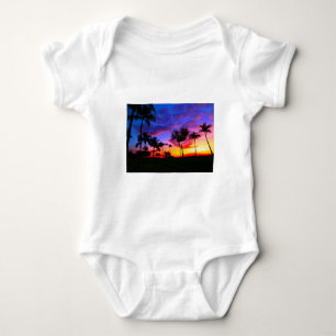 Blue Red Sunset Exotic Hawaiian Beach Handflatan T Tee