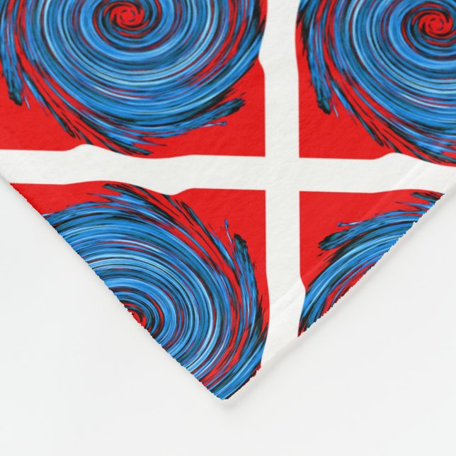 Blue Red Swirl Abstrakt Mönster Fleecefilt (Hörn)