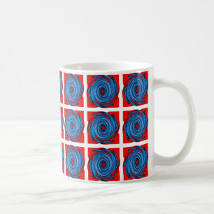 Blue Red Swirl Abstrakt Mönster Kaffemugg