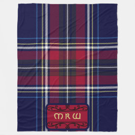 Blue Red Tartan Monogram (blått Tartan Monogram) i Fleecefilt