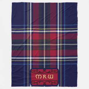 Blue Red Tartan Monogram (blått Tartan Monogram) i Fleecefilt