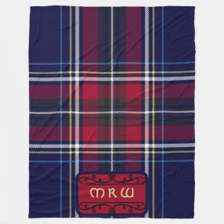 Blue Red Tartan Monogram (blått Tartan Monogram) i Fleecefilt