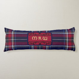 Blue Red Tartan Monogram (blått Tartan Monogram) i Kroppskudde