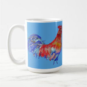 Blue Red Tupp Cockerel Chicken Art Mugg