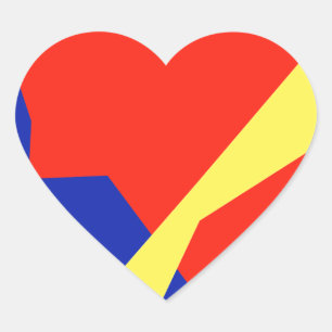 Blue Red White Flagga Färg Hjärtformat Klistermärke