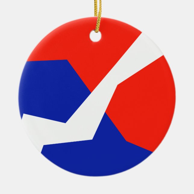 Blue Red White Flagga Färg Julgransprydnad Keramik (Framsidan)