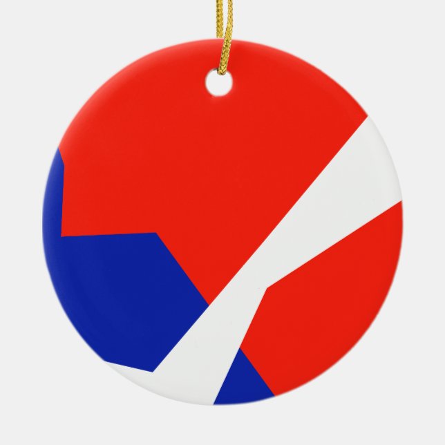 Blue Red White Flagga Färg Julgransprydnad Keramik (Framsidan)