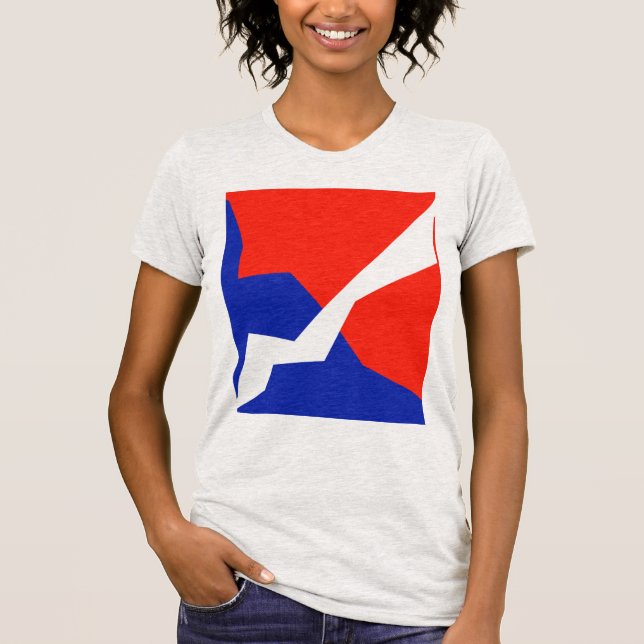 Blue Red White Flagga Färg T Shirt (Framsida)