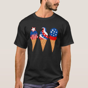 Blue Red White Ice Cream American Flagga 4:e juli T Shirt