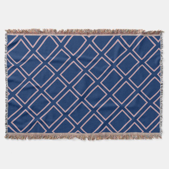 Blue Red White Patriotic Geometric Mönster juli 4 Filt (Framsidan)