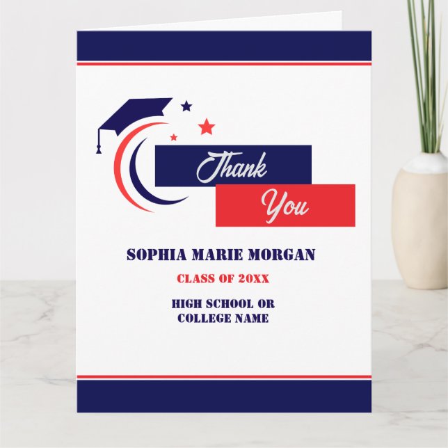 Blue Red White Studenten Classic Tack Kort (Framsida)