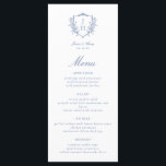 Blue ReEmergency Blommigt Vapensköld Monogram Bröl Meny<br><div class="desc">De här menykorten Monogram Bröllop för Elegant Blue ReEmergency Blommigt har en vapensköld i vintage stil som är dekorerad med Fransk Vapensköld och klassisk skriptcalligrafi.</div>