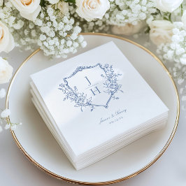 Blue ReEmergency Blommigt Vapensköld Monogram Bröl Pappersservett