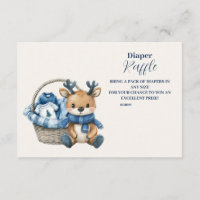 Blue Reindeer Basket Baby Shower Diapper Raffle