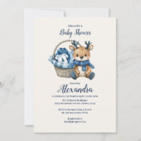 Blue Reindeer Basket Baby Shower