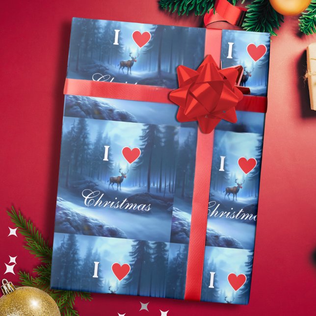 Blue Reindeer Custom Christmas Presentpapper (Skapare uppladdad)