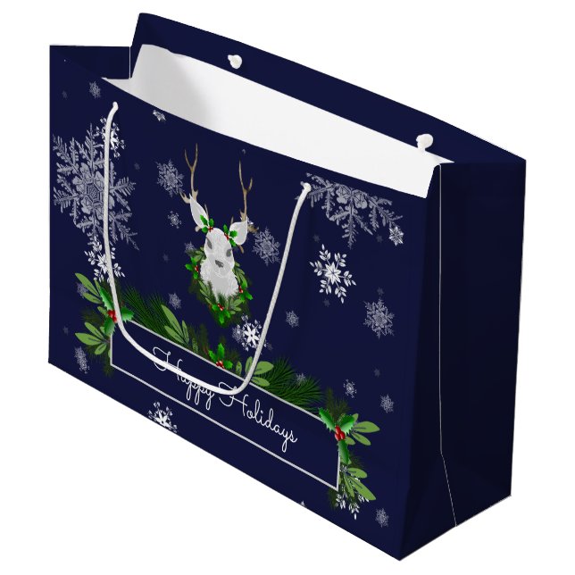Blue Reindeer Gift Bag (Framsidan Vinklad)