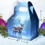 Blue Reindeer Merry Christmas Family Party Presentaskar<br><div class="desc">On a crisp and quiet winter night, you unexpectedly stumble upon a reindeer. Standing majestically on the edge of the forest, its nose is glowing. You look into each other's eyes for a brief moment before he magically vanishes into the night sky... . This is the story behind this "Adorable...</div>