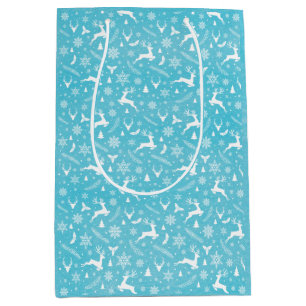 Blue Reindeer Mönster God jul Snöflingor