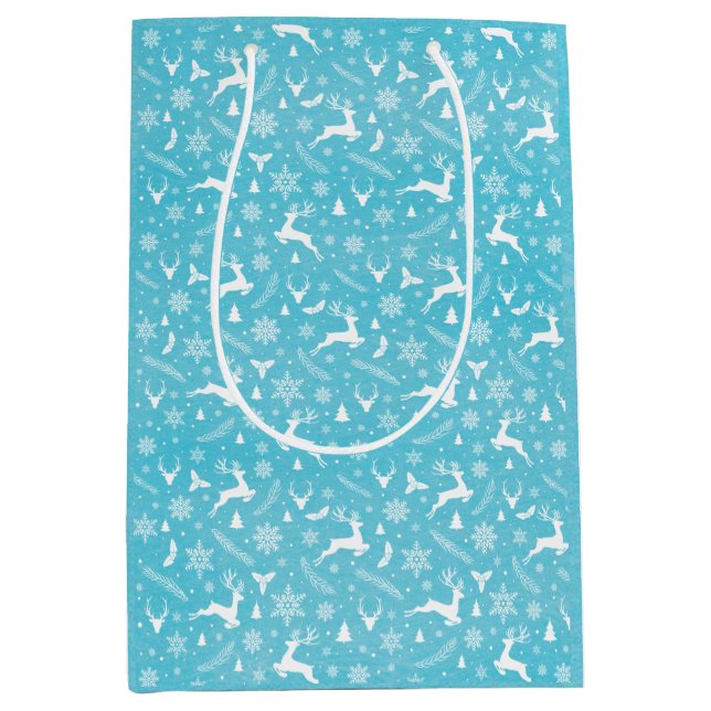 Blue Reindeer Mönster God jul Snöflingor (Framsidan)