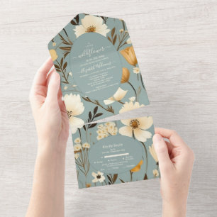 Blue Retro A Little Wildblomme Baby Shower