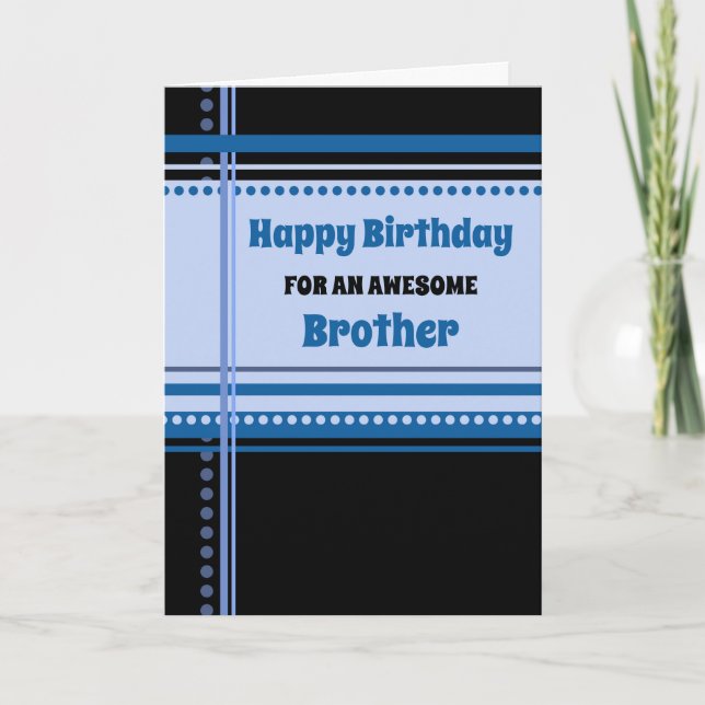 Blue Retro Brother Birthday Kort (Framsida)
