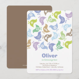 Blue Retro Chicks Children Födelsedagsfest Inbjuda Inbjudningar