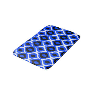 Blue Retro Geometric Ikat Tribal Print Mönster Badrumsmatta