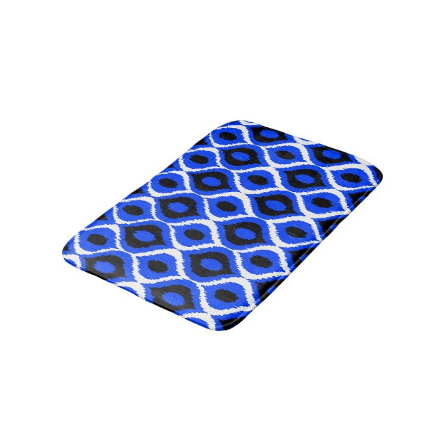 Blue Retro Geometric Ikat Tribal Print Mönster Badrumsmatta (Vinklad)